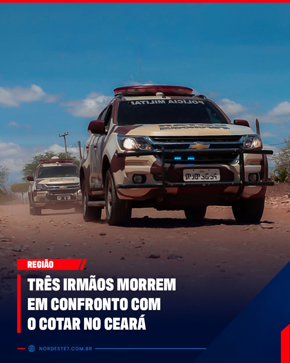 Viaturas do Comando de Operações Táticas Rurais (Cotar) estacionadas em via pública durante operação policial no Ceará.